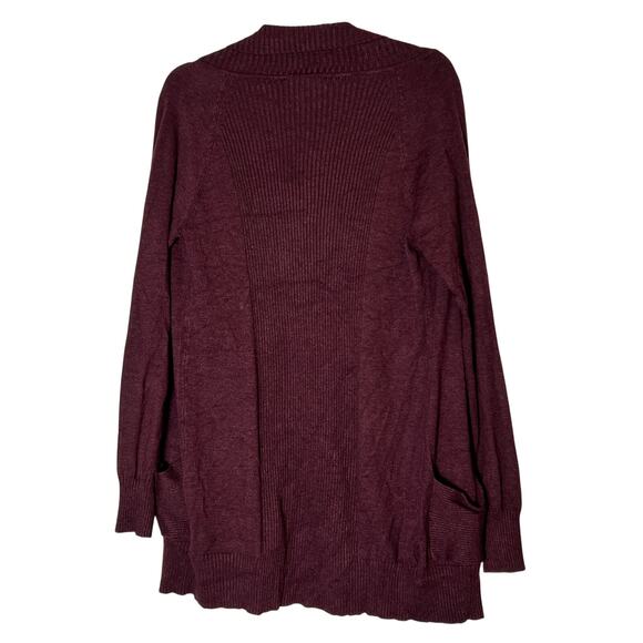 Natural Reflections Knit Open Front Cardigan Burgundy Medium NWT - Picture 1 of 8